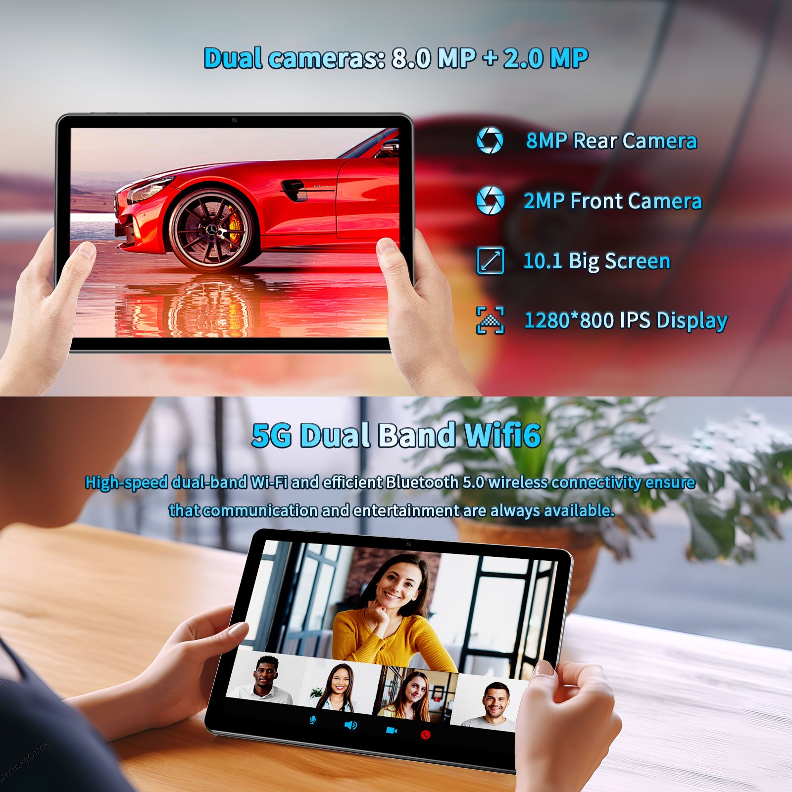 Factory wholesales 5G WiFi 10.1 Inch Android Tablet 8GB+64GB 6000mAh With Keyboard Mouse touch pen protector cover Android 13