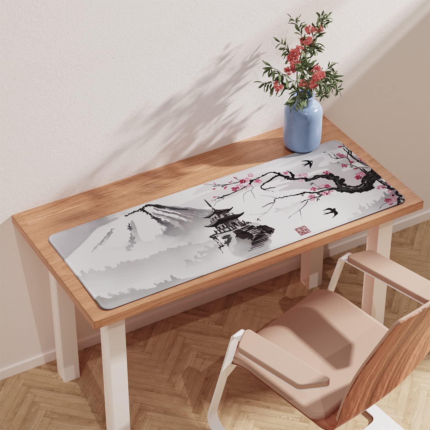 Custom Large XXL Printed Cherry Blossom Gaming Desk Mat Extended Natural Rubber Mouse Pads Computer keyboard mouse pad