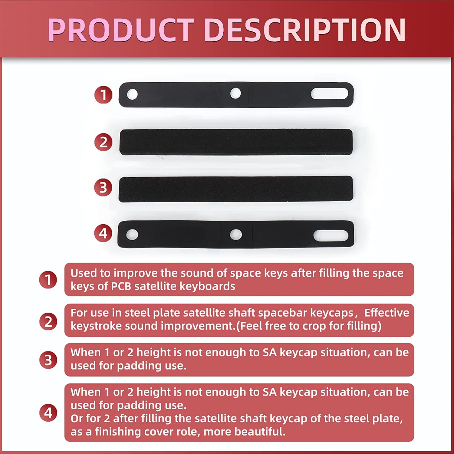 Space Bar Sound Dampeners Sheet Silencer Pad for 7U Mechanical Keyboard Space Bar