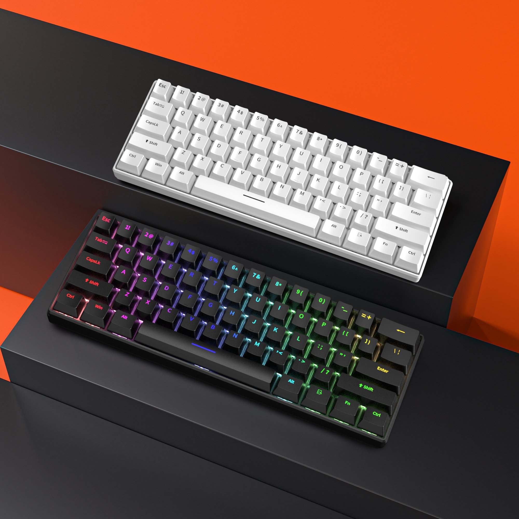 60 Percent Mechanical Gaming Keyboard Ergonomic Durable Detachable Type-C Cable Mini White Gaming Keyboard with Red Switches