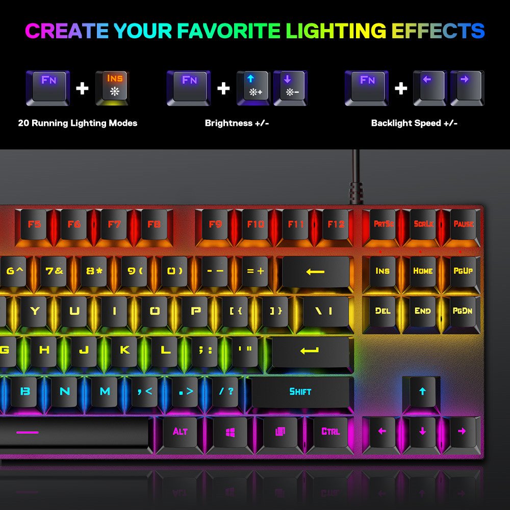 OEM/ODM Cheap Anti-ghosting USB Wired Backlight Keyboard 87 keys switch RGB Gaming Mechanical Keyboard for Laptop Desktop