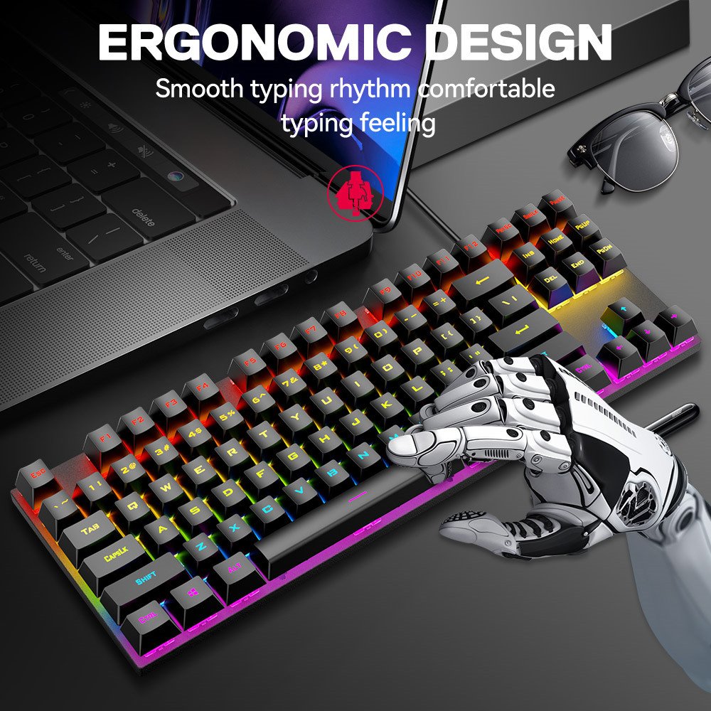 OEM/ODM Cheap Anti-ghosting USB Wired Backlight Keyboard 87 keys switch RGB Gaming Mechanical Keyboard for Laptop Desktop