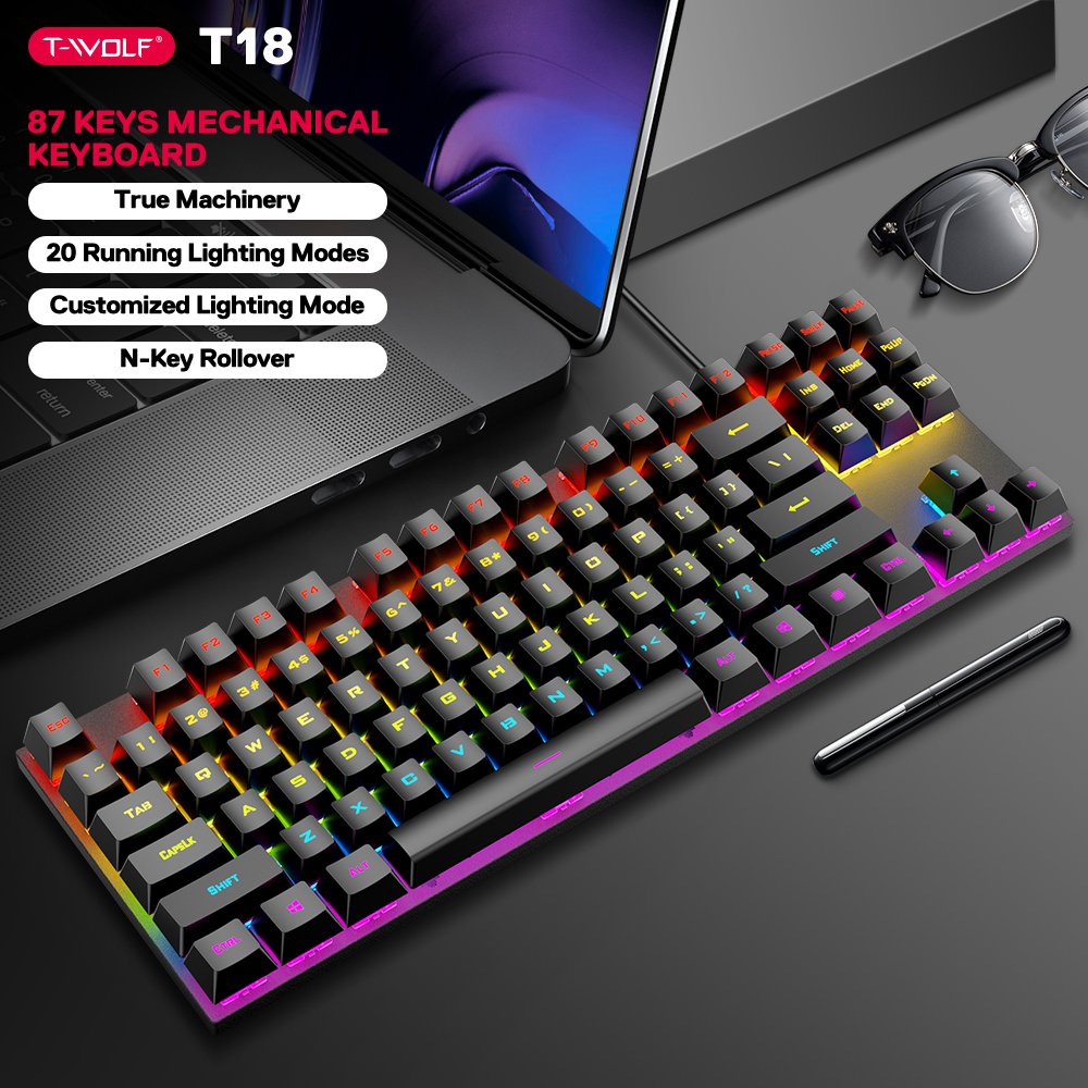OEM/ODM Cheap Anti-ghosting USB Wired Backlight Keyboard 87 keys switch RGB Gaming Mechanical Keyboard for Laptop Desktop