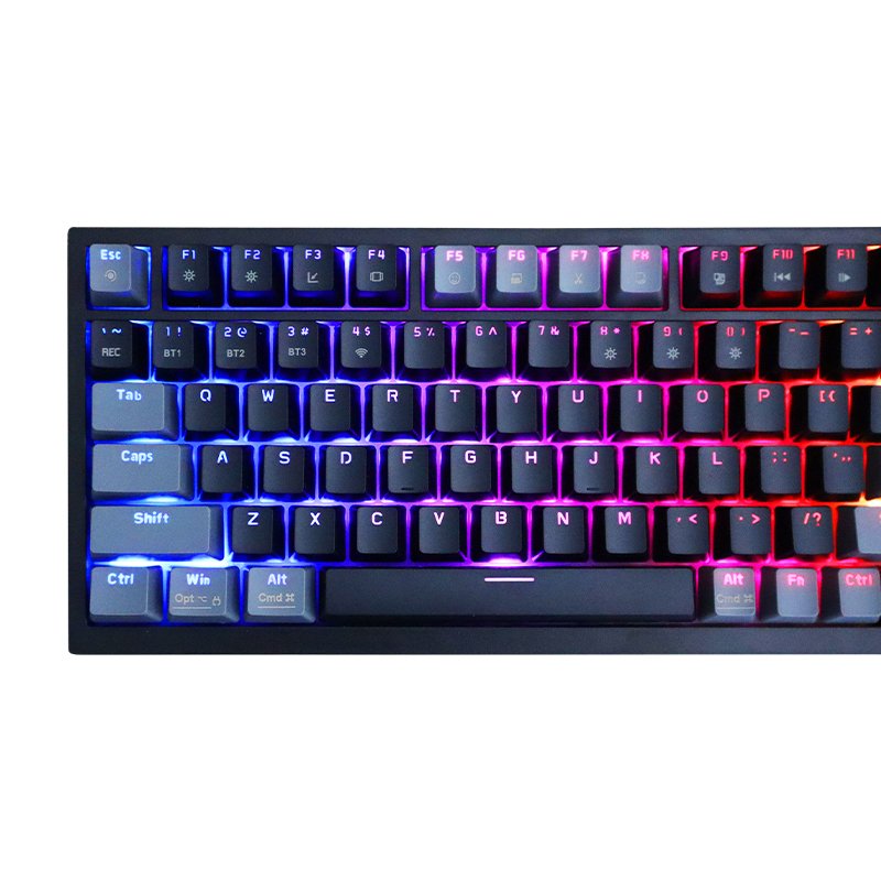 Gray Black Combination 82 Keys Tri-mode RGB backlit Adjustable Volume Roller Hot Swappable Mechanical Keyboard