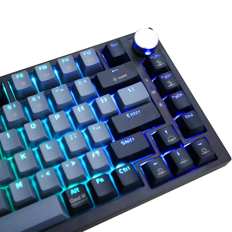 Gray Black Combination 82 Keys Tri-mode RGB backlit Adjustable Volume Roller Hot Swappable Mechanical Keyboard