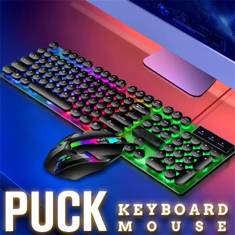 Rgb Color Gaming Keyboard Usb Wireless Mechanical Erganomic Keypads Desktop Combos Kit And Keycap Cover White Wireless Keyboard