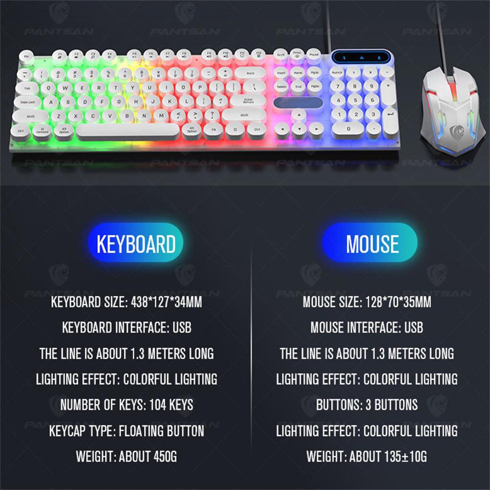 Rgb Color Gaming Keyboard Usb Wireless Mechanical Erganomic Keypads Desktop Combos Kit And Keycap Cover White Wireless Keyboard