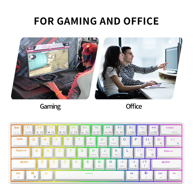 Royal Kludge Rk68 68 Keys Red Axis Switch Tkl Wireless Rgb Teclado Gamer Mechanical Keyboard For Gaming