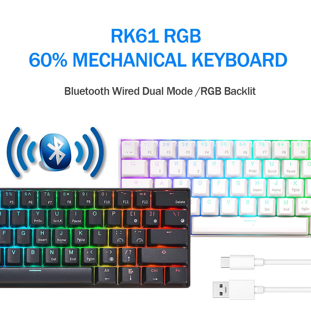 Royal Kludge Rk68 68 Keys Red Axis Switch Tkl Wireless Rgb Teclado Gamer Mechanical Keyboard For Gaming