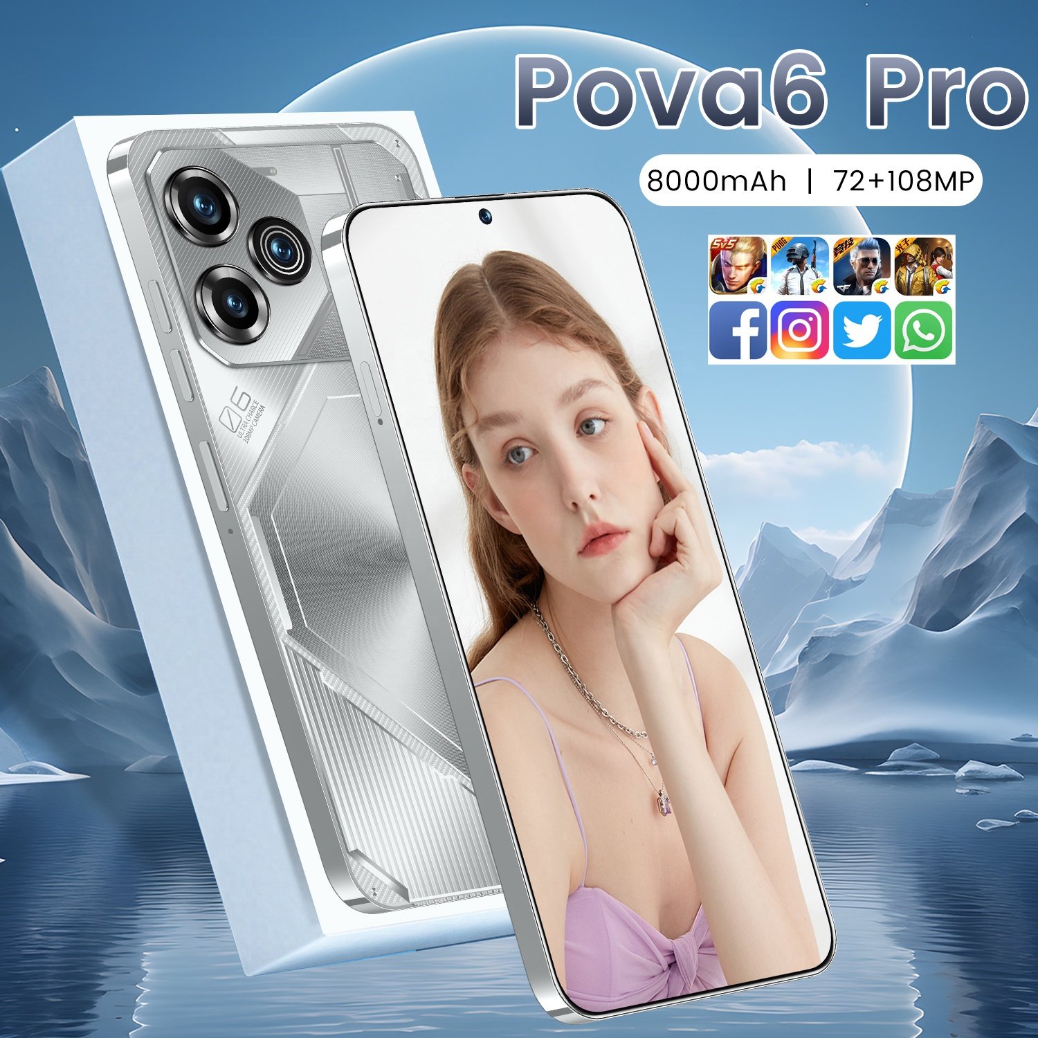 Hot Selling Pova 6 pro 16GB+1TB 7.3 Inch HD Screen 10 Core 5G Smartphone Android 13 CellPhone High quality Mobilephone