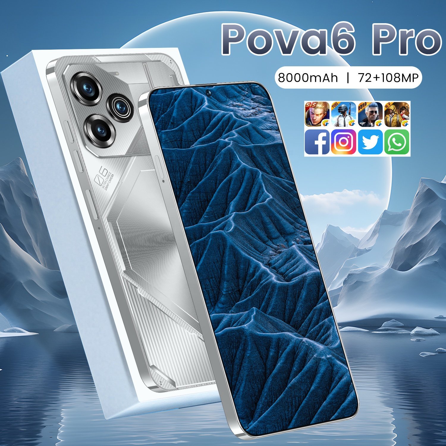 Hot Selling Pova 6 pro 16GB+1TB 7.3 Inch HD Screen 10 Core 5G Smartphone Android 13 CellPhone High quality Mobilephone