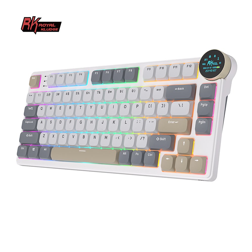 ROYAL KLUDGE RK N80 Low Profile Wireless Mechanical Keyboard 2.4G 80 Key 75% RGB Backlit TFT Display teclado mecanico de oficina