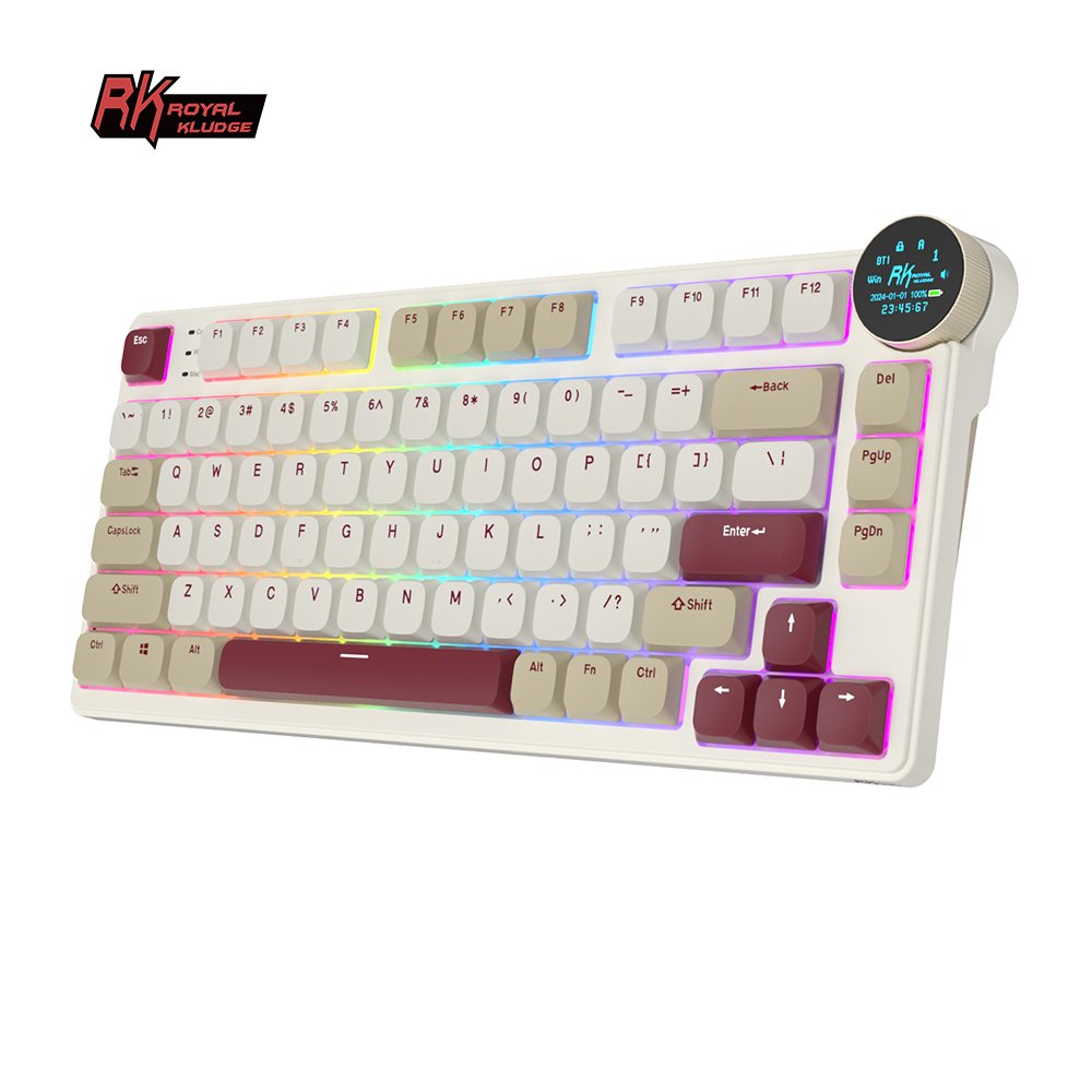 ROYAL KLUDGE RK N80 Low Profile Wireless Mechanical Keyboard 2.4G 80 Key 75% RGB Backlit TFT Display teclado mecanico de oficina