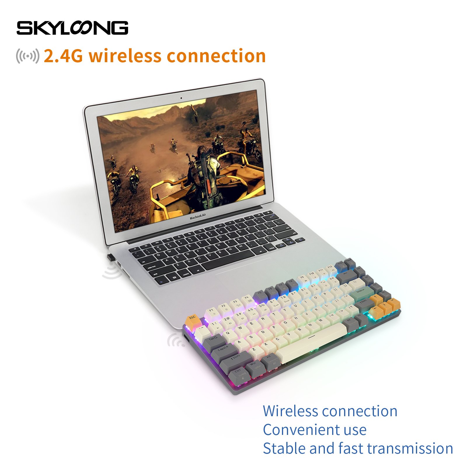 SKYLOONG first triple mode RGB 2.4ghz wireless PBT keycaps new 75% gaming mechanical keyboard