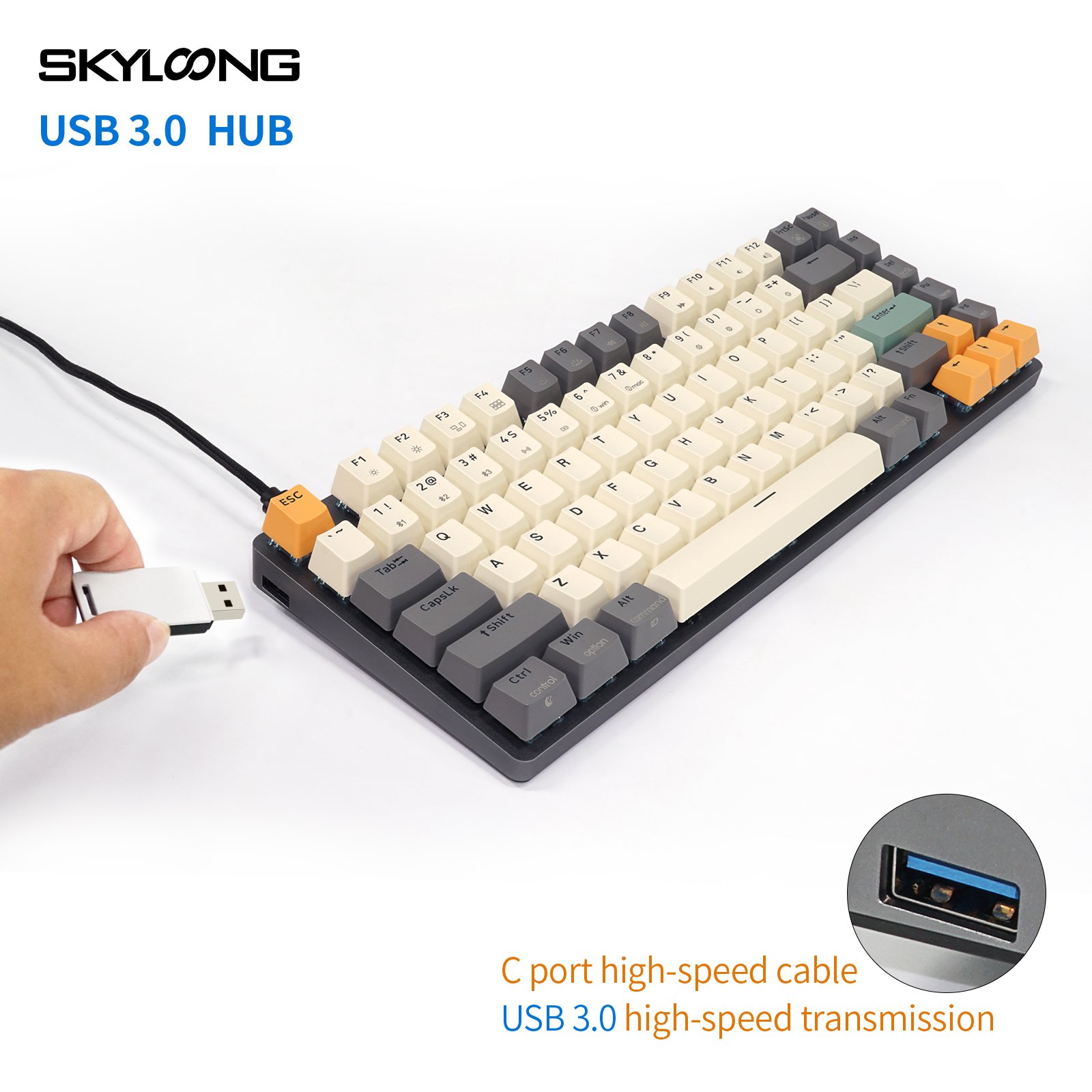 SKYLOONG first triple mode RGB 2.4ghz wireless PBT keycaps new 75% gaming mechanical keyboard
