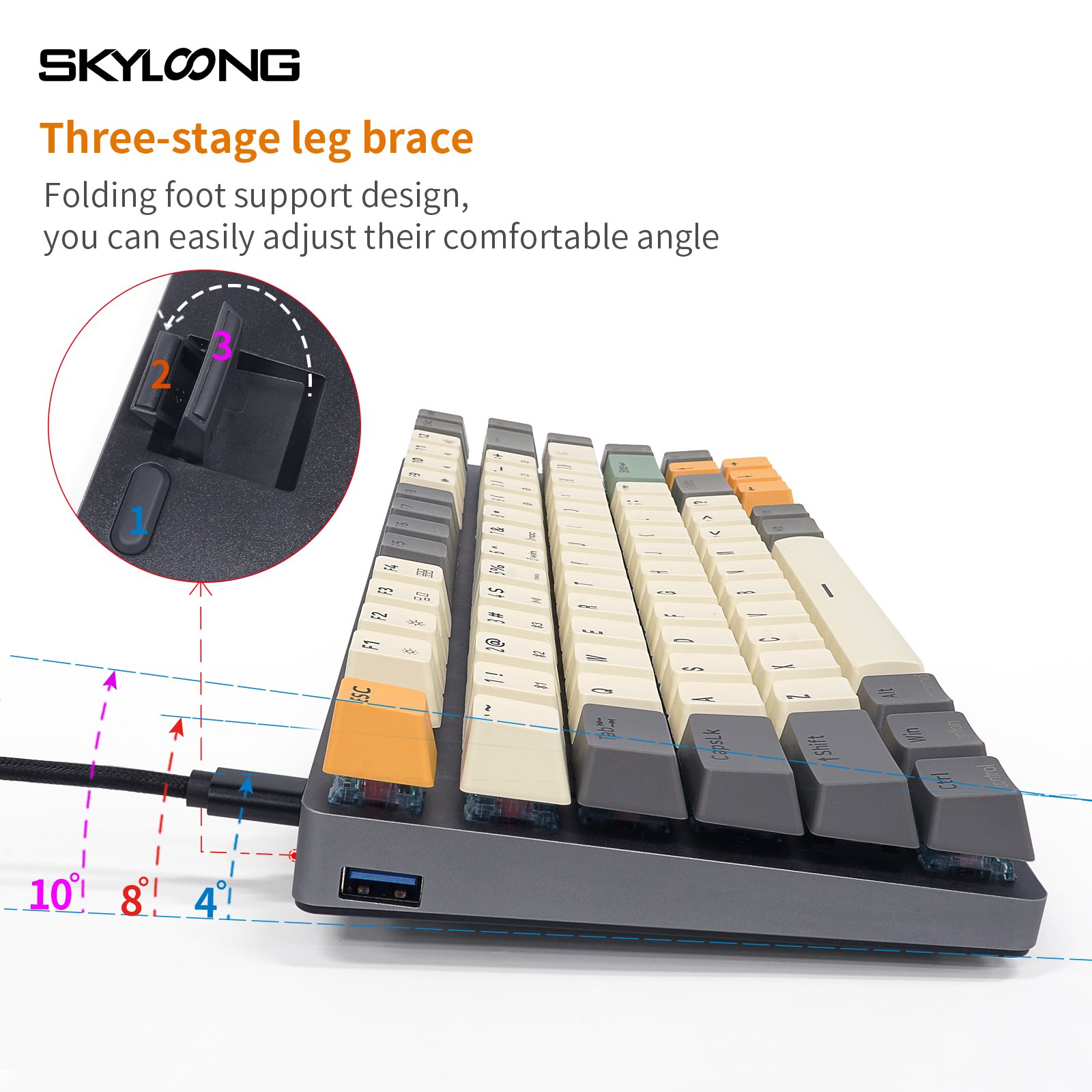 SKYLOONG first triple mode RGB 2.4ghz wireless PBT keycaps new 75% gaming mechanical keyboard