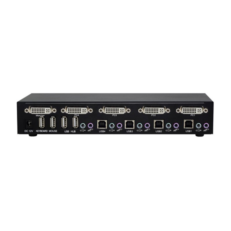 PINWEI 1080P 4 Ports DVI KVM Switch 4 in 1 out 4x1 DVI Switcher with USB2.0 HUB