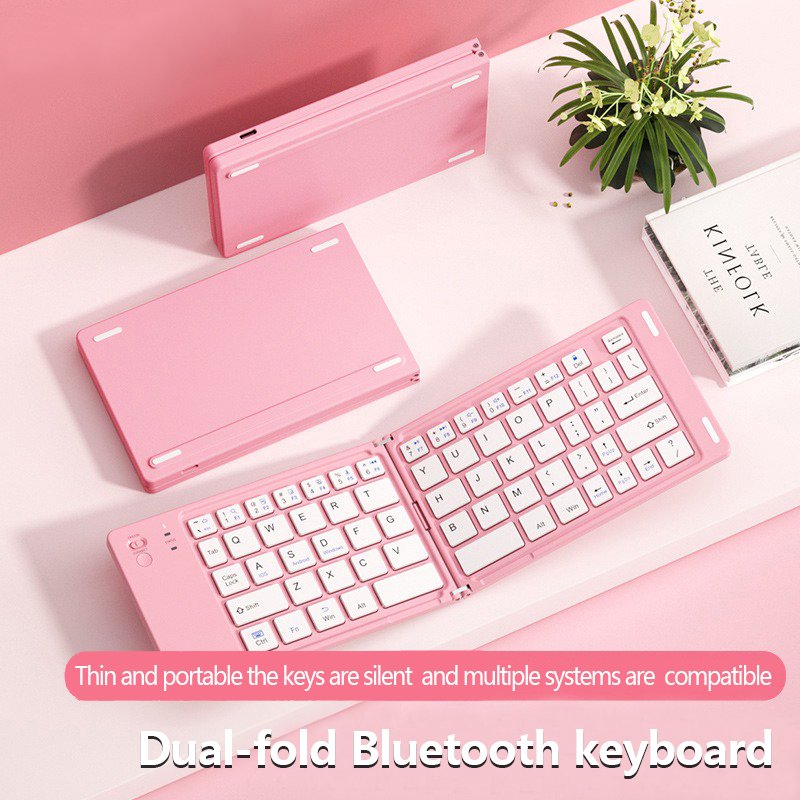 Foldable Bluetooth Keyboard Portable Ultra Slim Mini Wireless Keyboard 66 Keys Pocket Size Rechargeable Keyboard