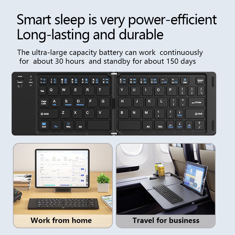Foldable Bluetooth Keyboard Portable Ultra Slim Mini Wireless Keyboard 66 Keys Pocket Size Rechargeable Keyboard