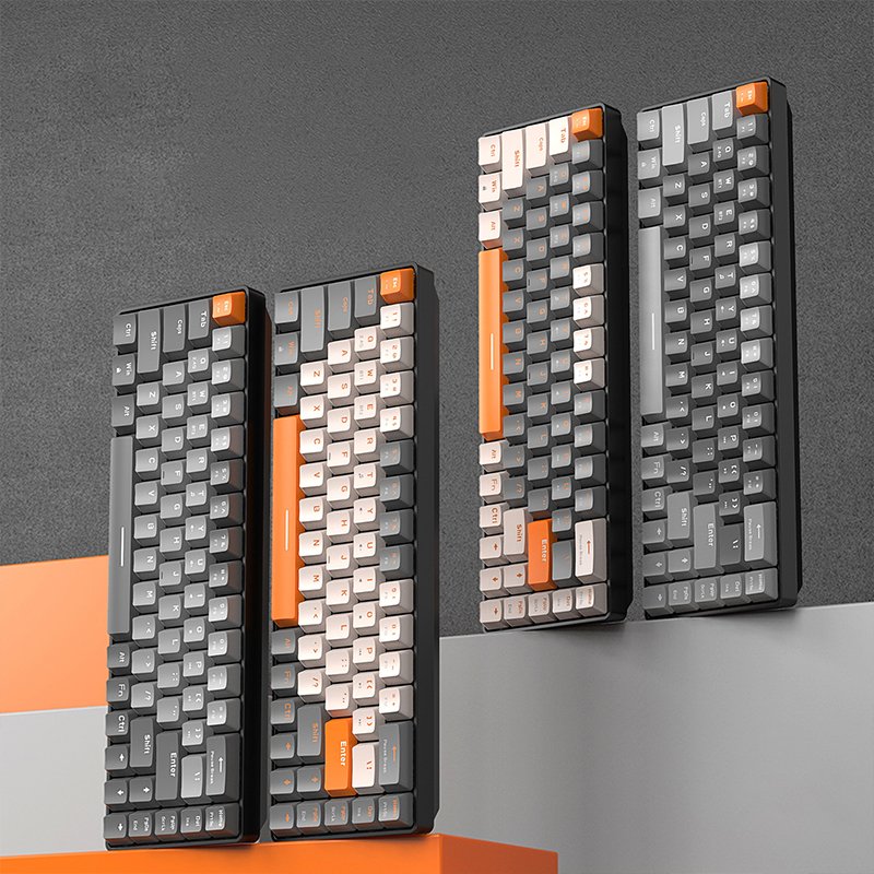 Wholesale Custom Ergonomic 68 Keys Bluetooth Wireless Dual Mode RGB Hot Swappable Office Machinery Keyboard