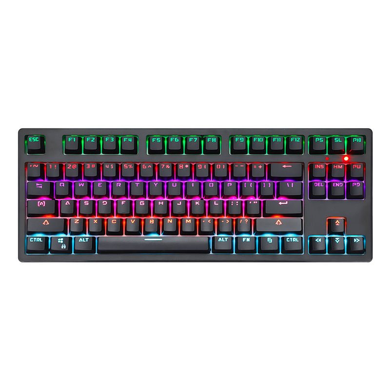87-key mechanical game keyboard RGB rainbow backlit wired keyboard with red switch for Windows gaming PCs