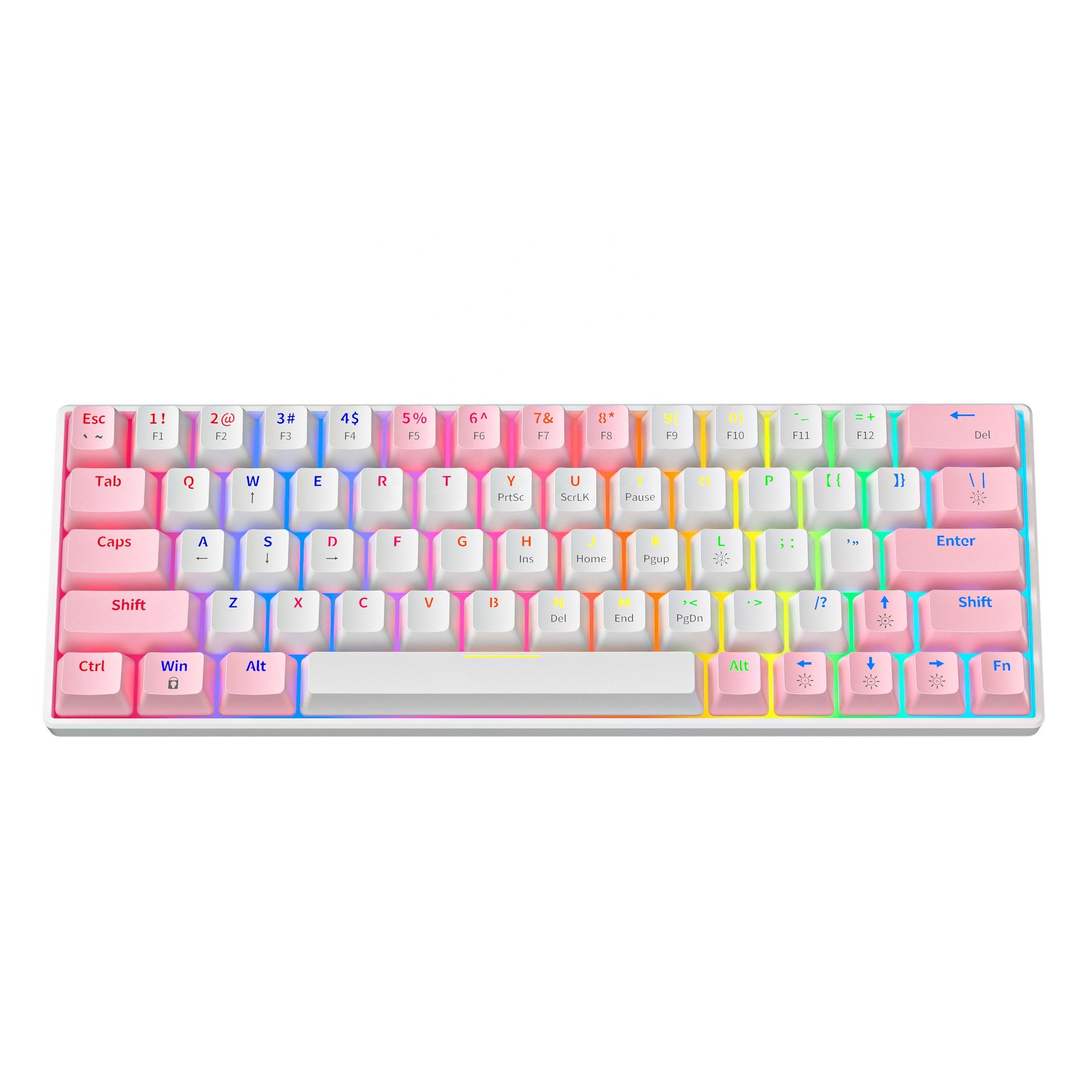 Customize 60% Keyboard 63 64 Keys white pink Switch Custom Keycap Mini USB Wired Gaming Fashion RGB backlit mechanical Keyboard