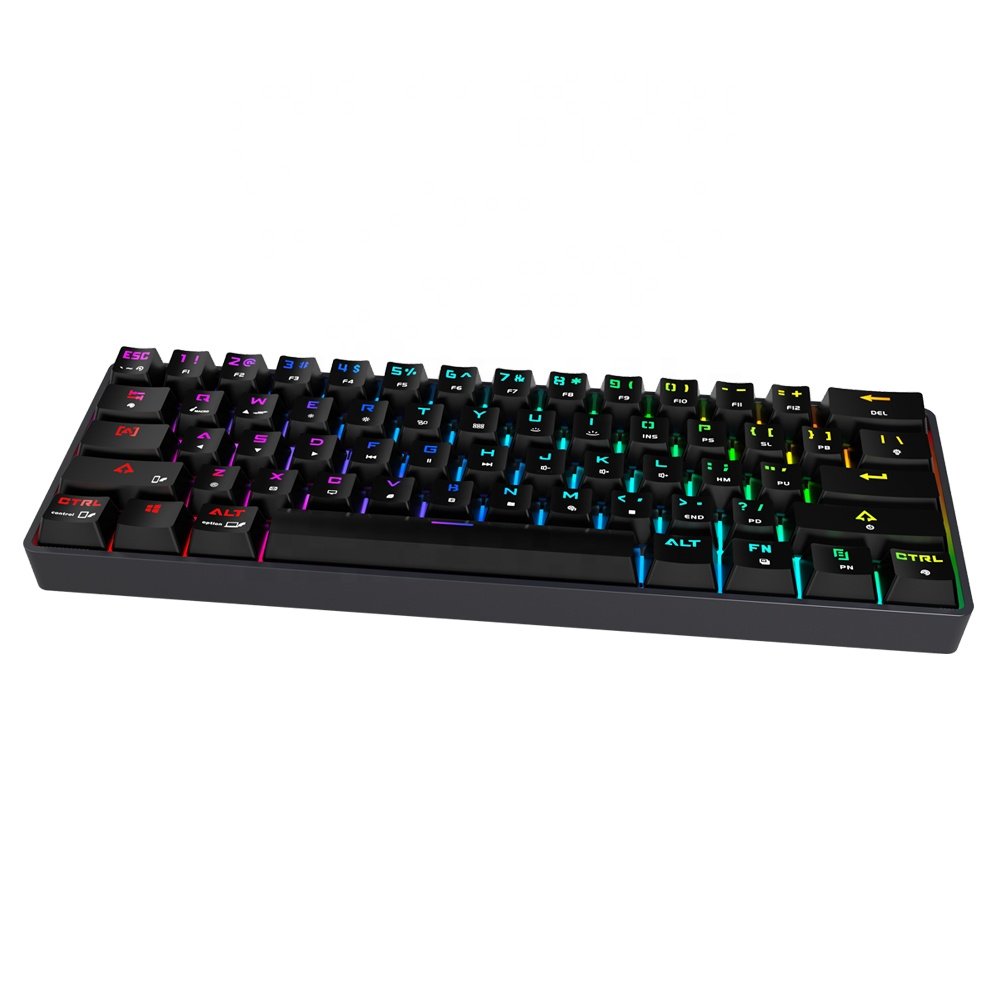 Mini Gaming 61 Keys Dual mode Keyboard 70%RGB Switch Keyboard ABS Mechanical Keyboard