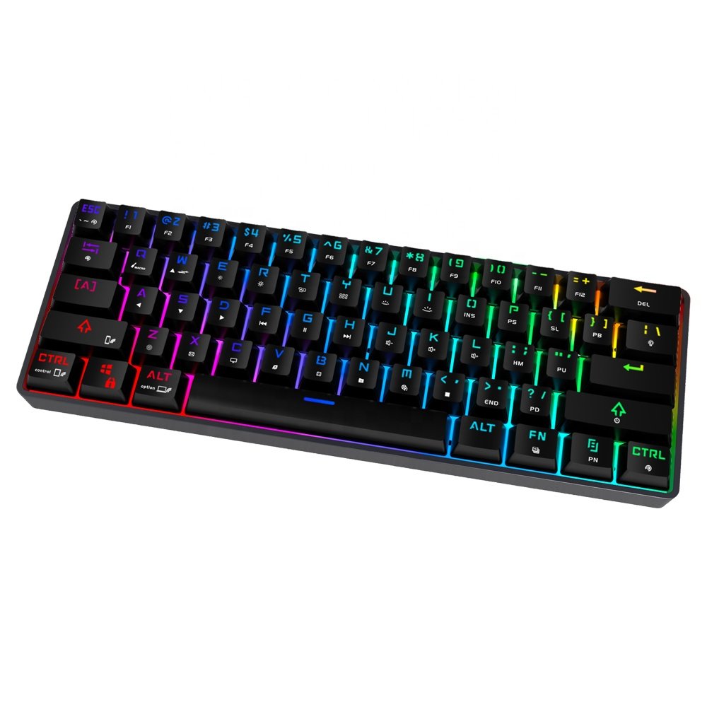 Mini Gaming 61 Keys Dual mode Keyboard 70%RGB Switch Keyboard ABS Mechanical Keyboard