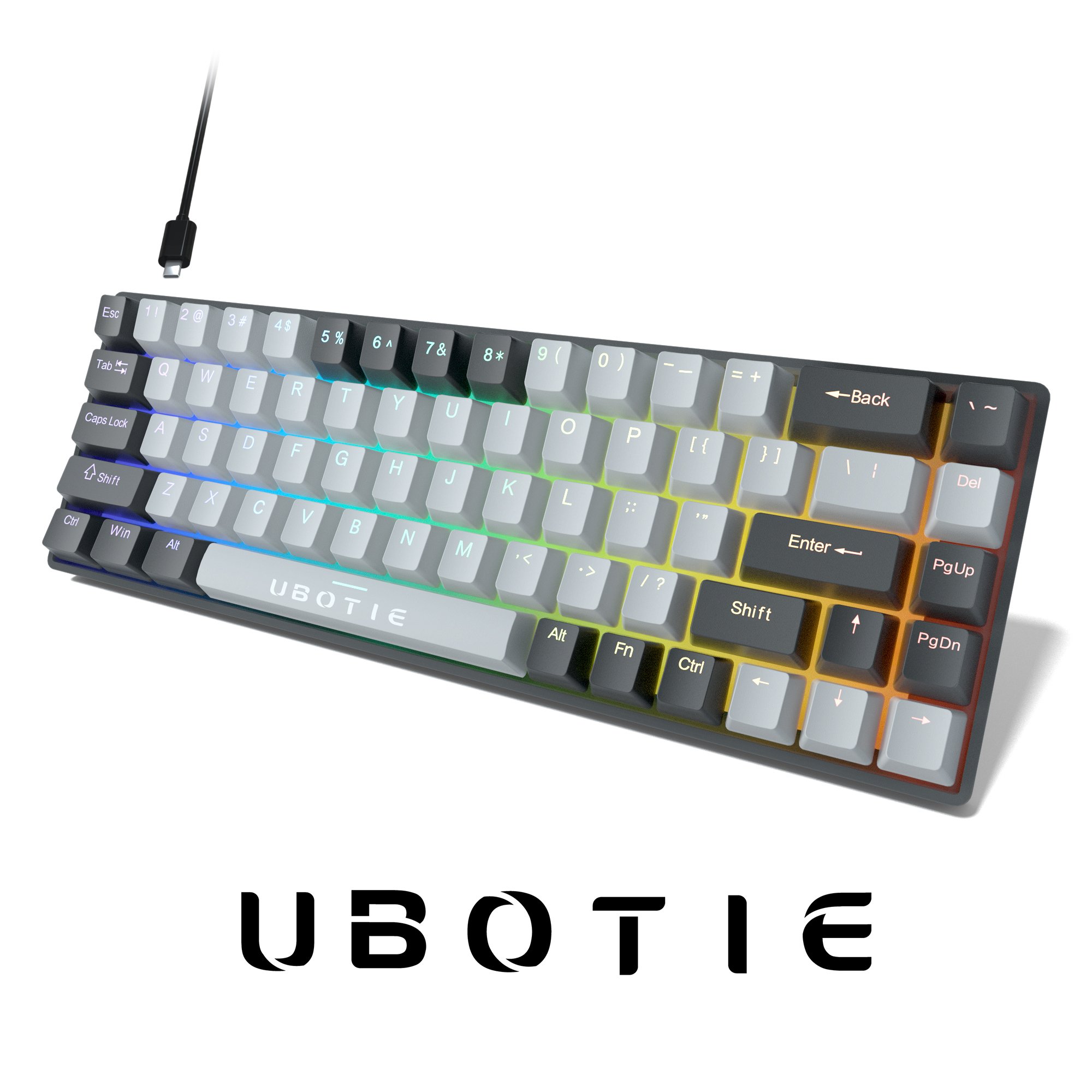 Blue Switch Gaming Keyboard 60 Percent RGB Gamer Teclado Compact 68 Keys White Black USB Wired Gaming Mechanical Keyboard