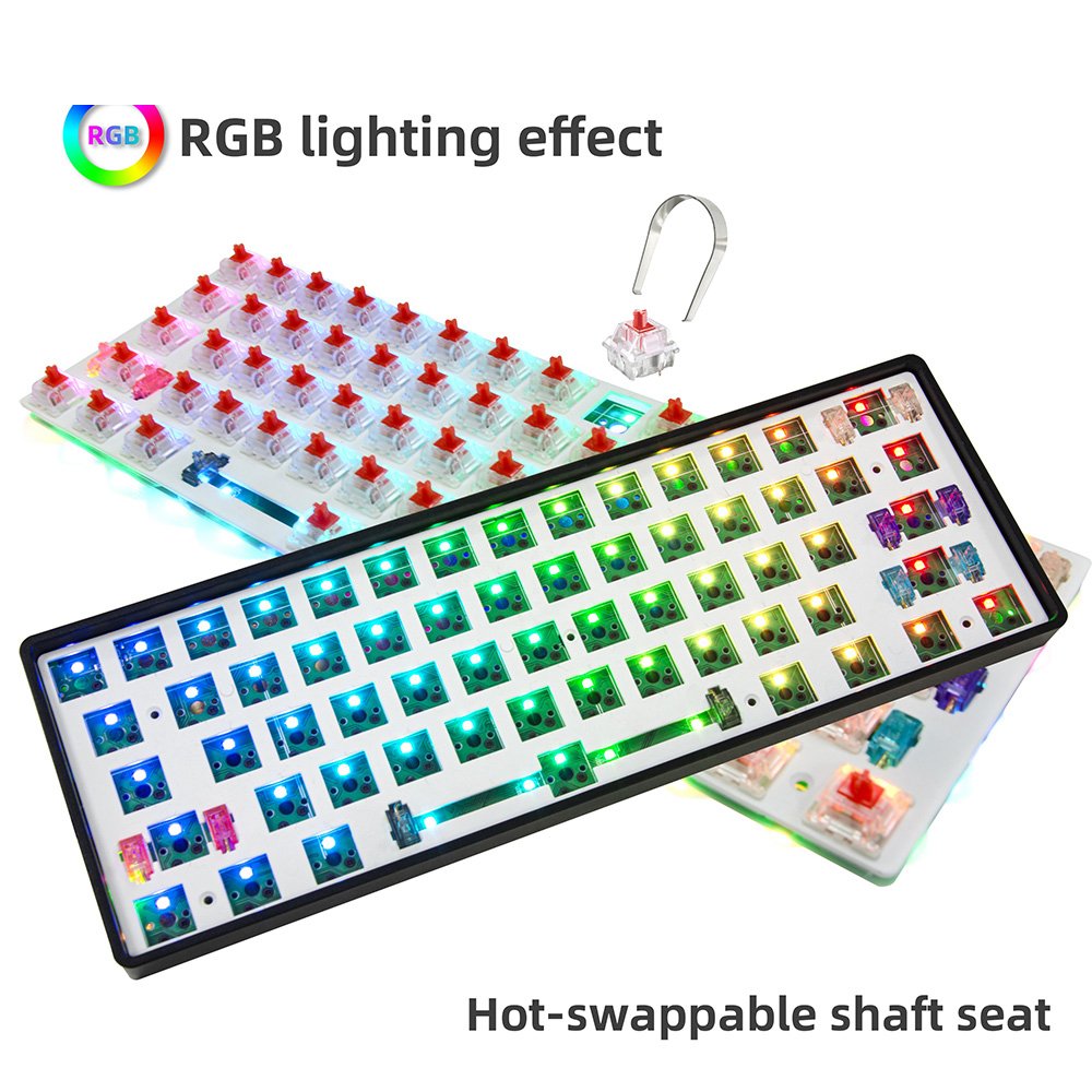 DIY 60% PCB Hot Swap QMK ISO Mini ABS Case RGB 61 Keys Hotswap Membrane Mechanical Keyboard Kit