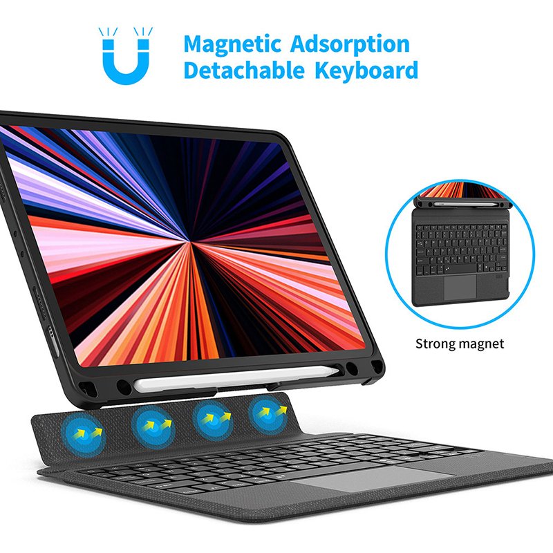 multifunctional keyboard case all-in-one touch keyboard magnetic detachable pivot stand leather case for ipad pro11 tablet case