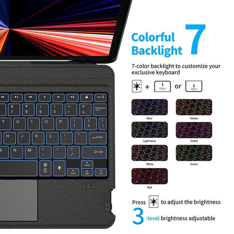 multifunctional keyboard case all-in-one touch keyboard magnetic detachable pivot stand leather case for ipad pro11 tablet case