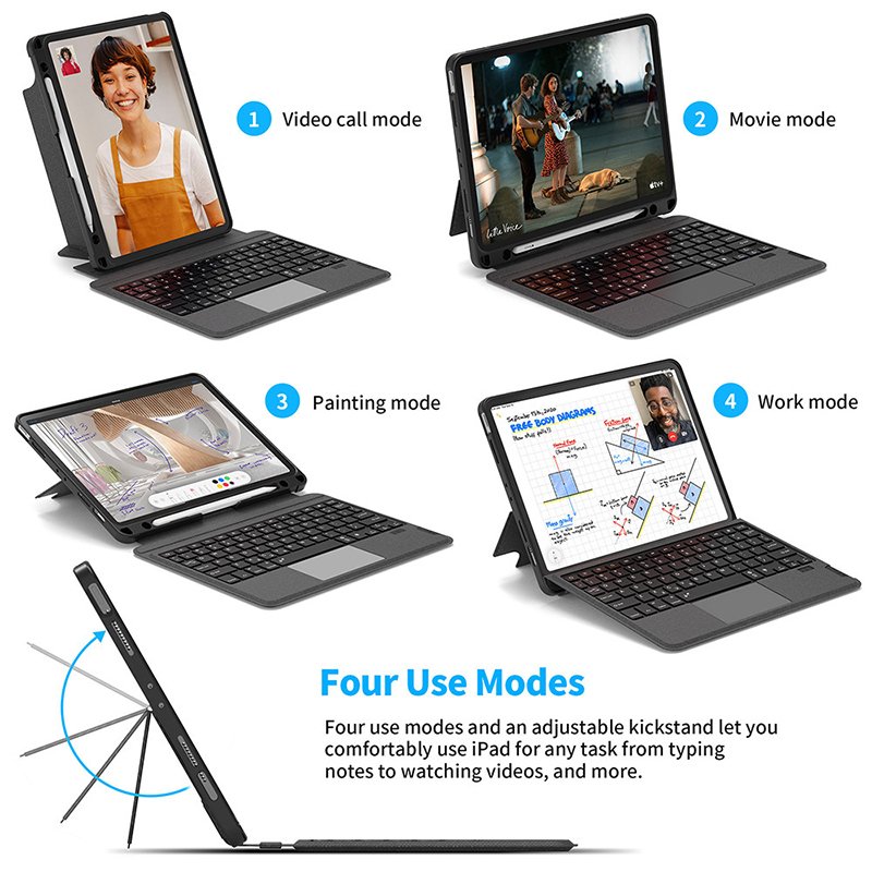 multifunctional keyboard case all-in-one touch keyboard magnetic detachable pivot stand leather case for ipad pro11 tablet case