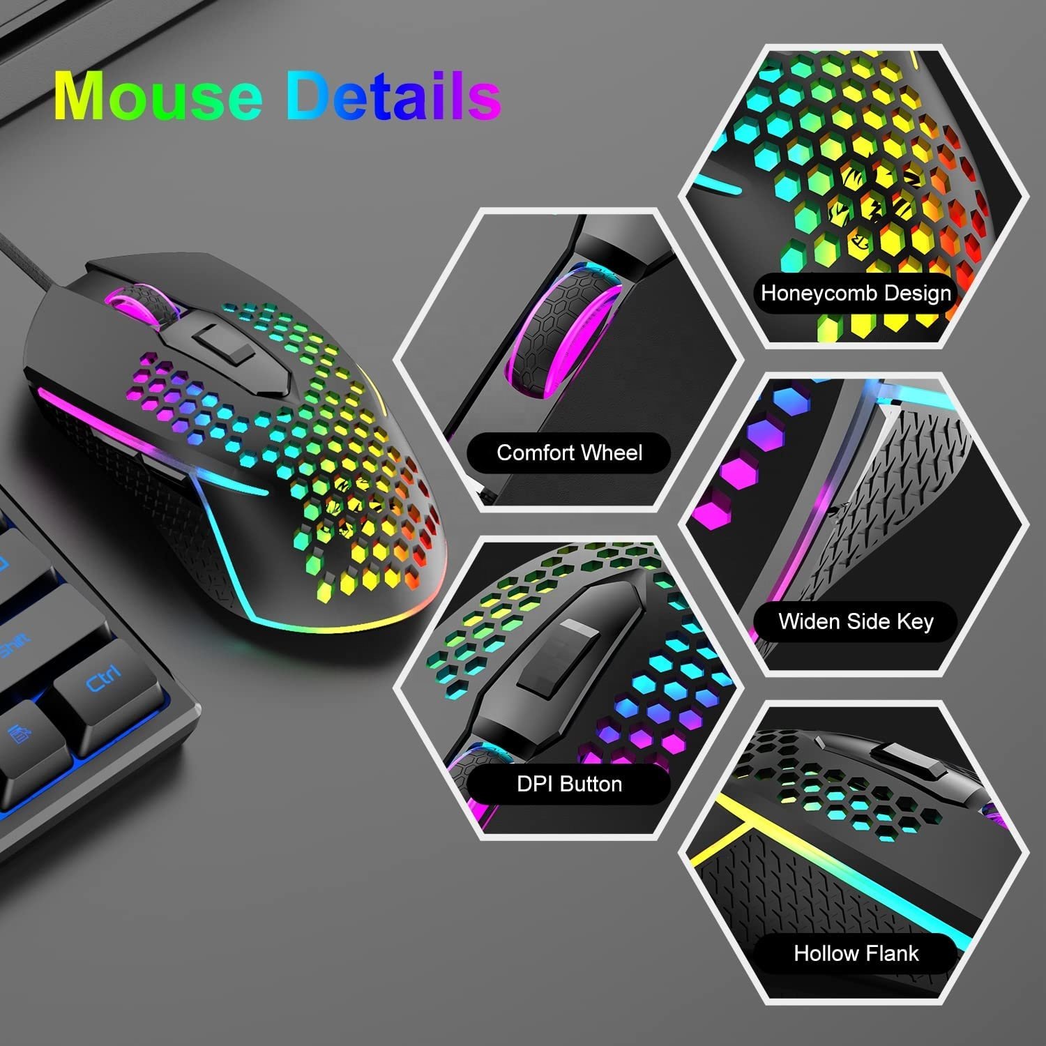 2024 Free Fire Gaming Mini Keyboard Mouse Set Wireless RGB Backlit Type C Mechanical English ABS Designed Mobile Gaming Mix Pro
