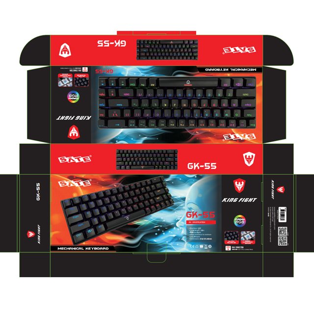 SATE(GK-55)High-quality the best rgb PC Mechanical Gaming Keyboard 60% mechanical 68 keys gaming keyboard