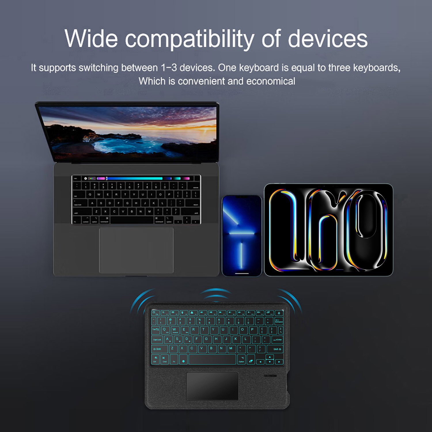 Tablet Wireless Backlight Magic Keyboard Case For ipad pro 2024 tablet with keyboard Slim Magnetic Cover With Touchpad Trackpad