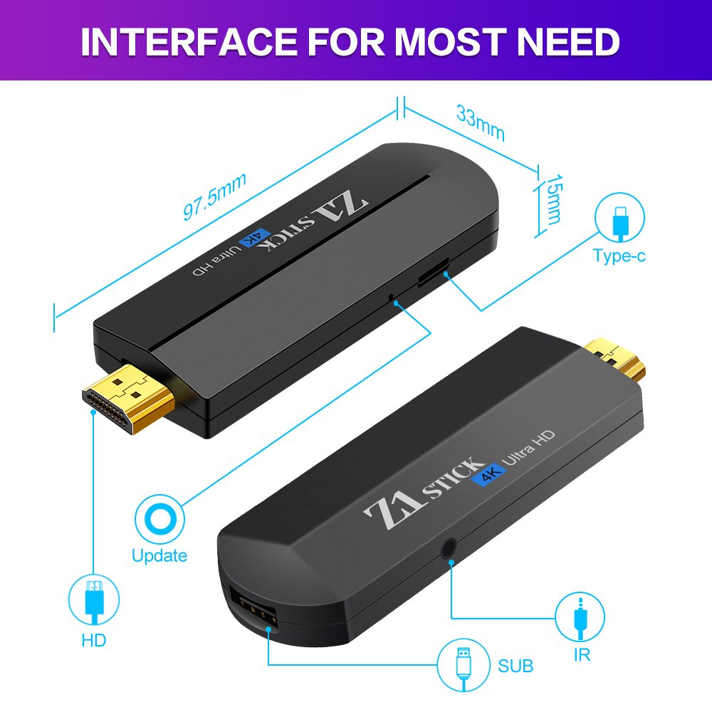 GYS Z1 Stick Android TV Dongle 2 4g 5g Wifi Allwinner H313 Set Top Box Smart TV stick 4k android TV Voice Control