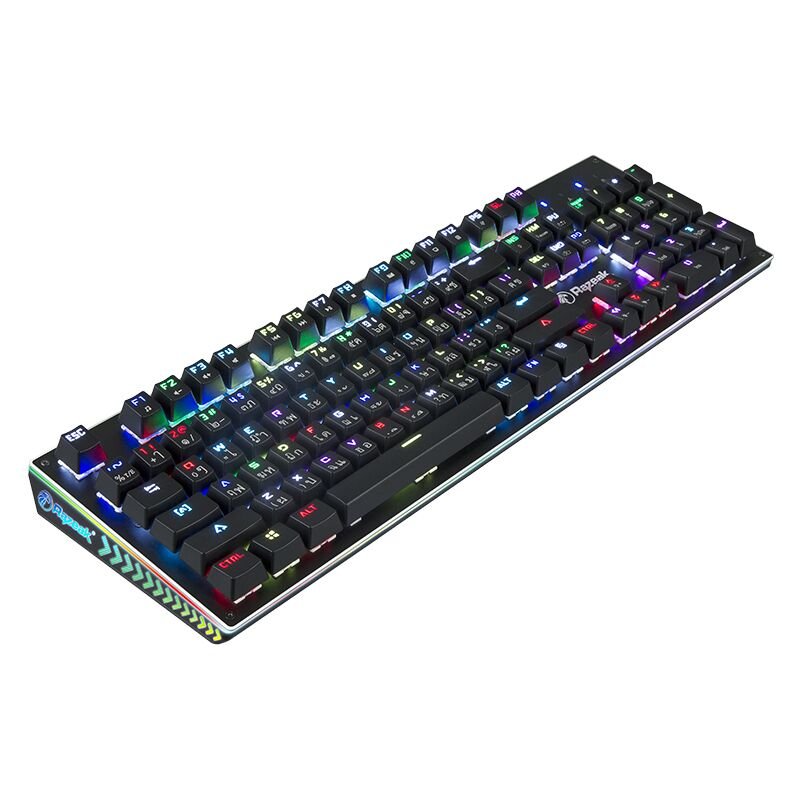 Razeak RK-X18 RGB Mechanical Fully Programmable Keyboard LED Backlit Wired Gaming Keyboard with Blue Switches for Desktop PC