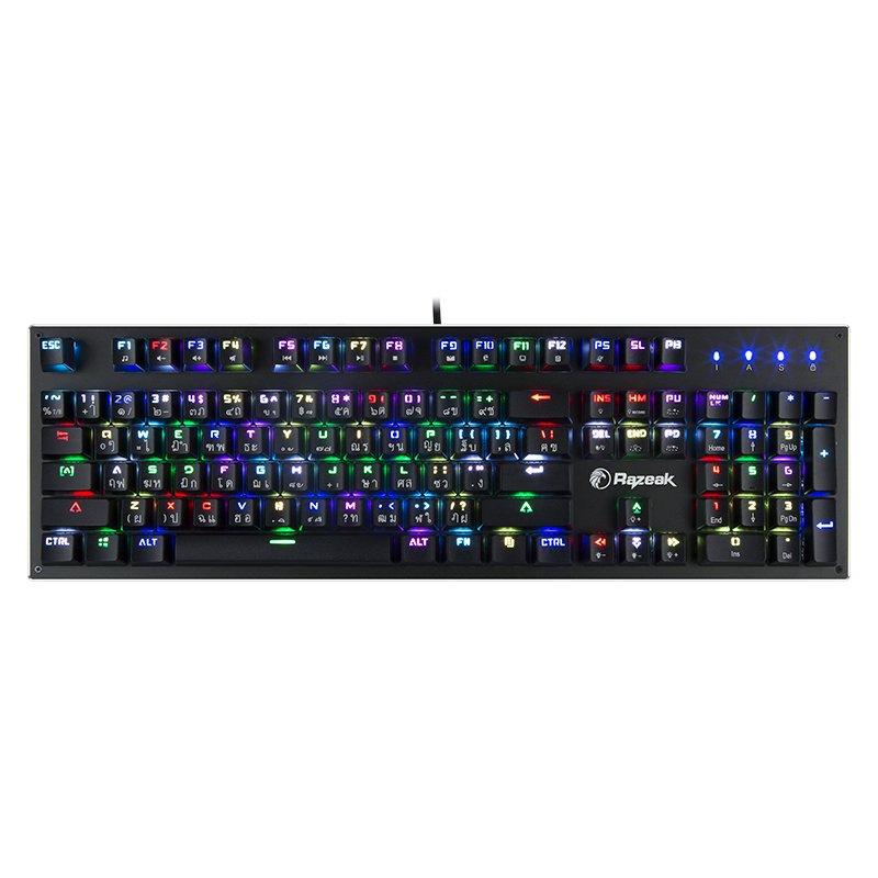 Razeak RK-X18 RGB Mechanical Fully Programmable Keyboard LED Backlit Wired Gaming Keyboard with Blue Switches for Desktop PC