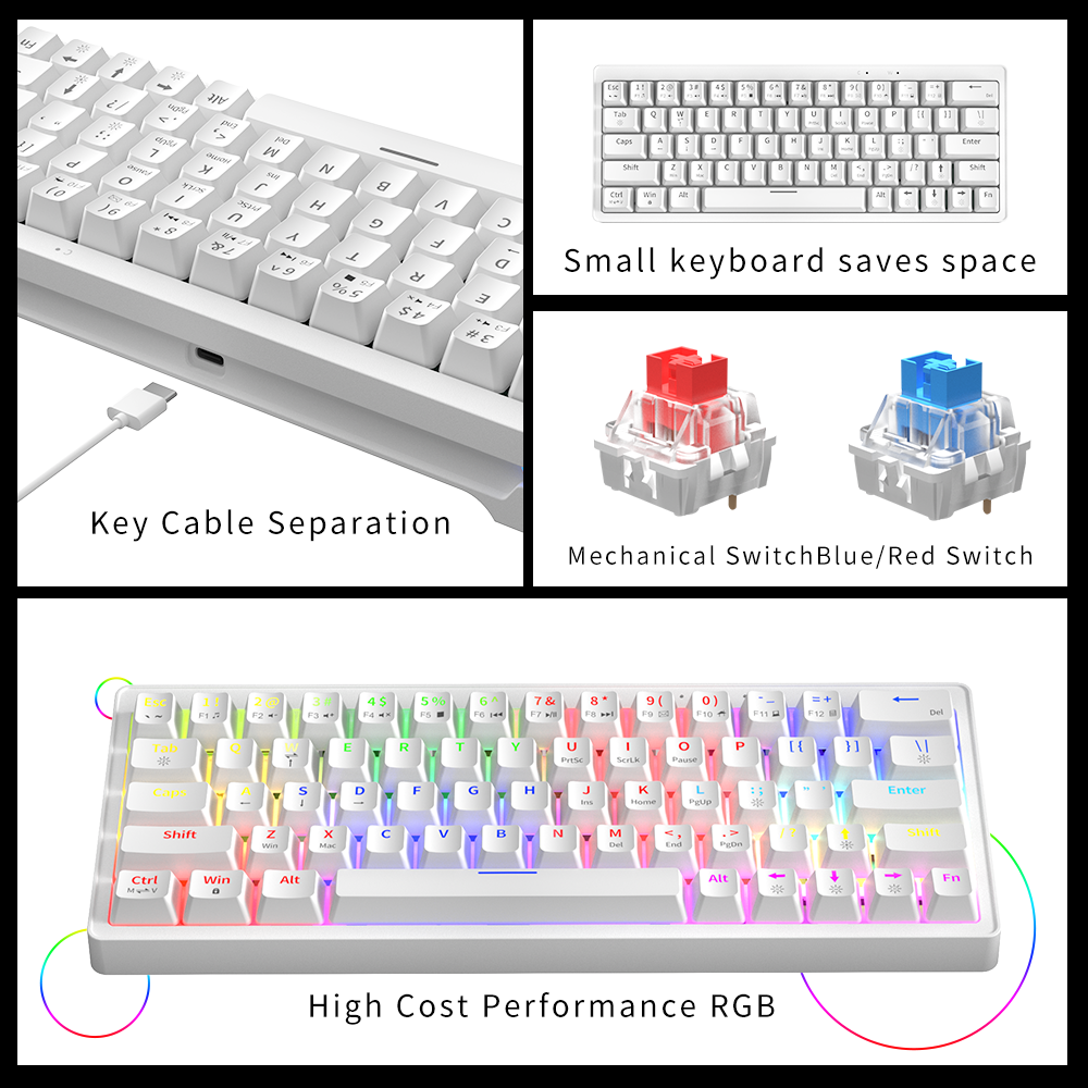 63 Keys 2.4G hot swapple RGB wireless customizable mechanical gaming keyboard OEM