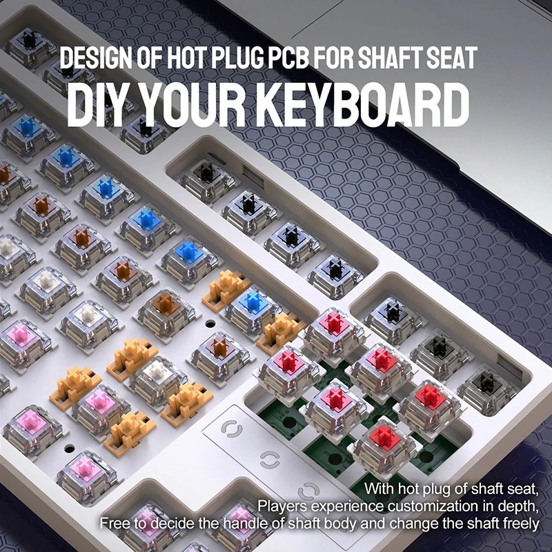 K87 Wired Mechanical Keyboard 87 Key Hot Swappable Switch RGB/White Backlight Gamer keyboard Keycaps Russian/English Layout