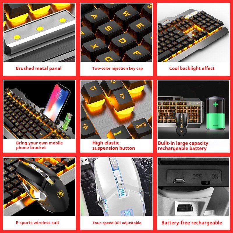 Xinmeng 670 Wireless Charging Keyboard and Mouse Combo Game Luminous Keyboard and Mouse Combo