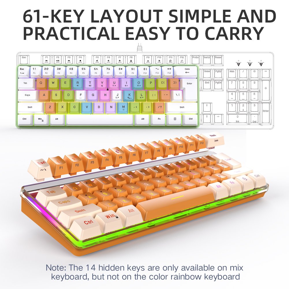 SAMA Silent Switch Keyboard 60% Rgb Backlit Gaming Keyboard PC Laptop for Ipad Windows USB Type C Membrane Wired 25 Keys 61 Keys