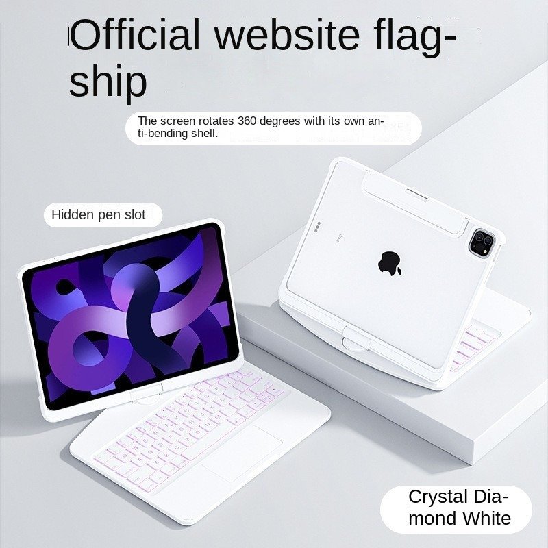 For IPAD 2024 AIR 11 inch case crystal transparent Smart control Bluetooth keyboard Rotating protective cover AIR5/4 SHELL