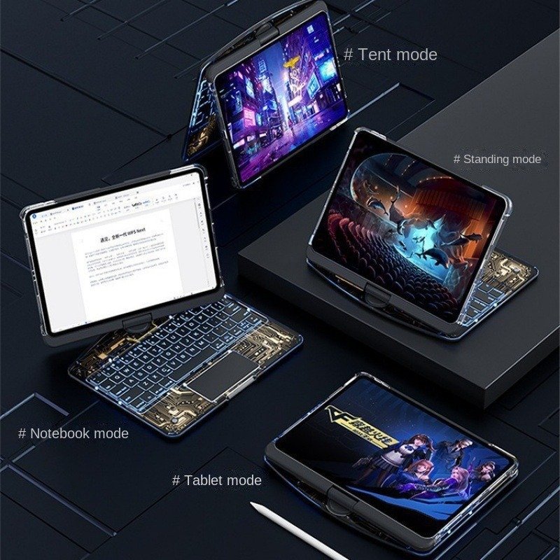 For IPAD 2024 AIR 11 inch case crystal transparent Smart control Bluetooth keyboard Rotating protective cover AIR5/4 SHELL