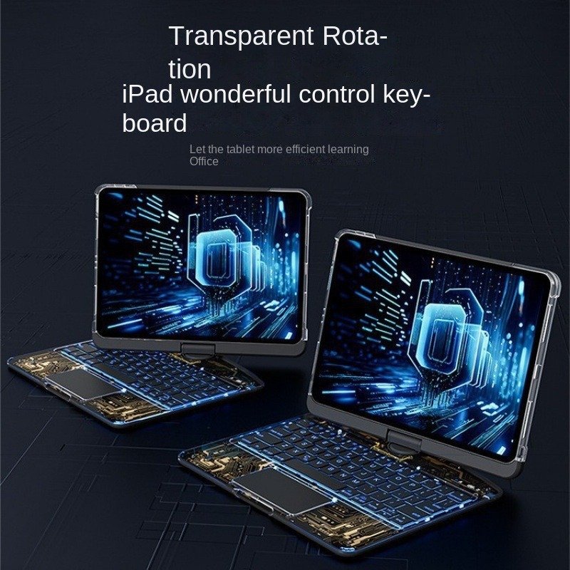 For IPAD 2024 AIR 11 inch case crystal transparent Smart control Bluetooth keyboard Rotating protective cover AIR5/4 SHELL