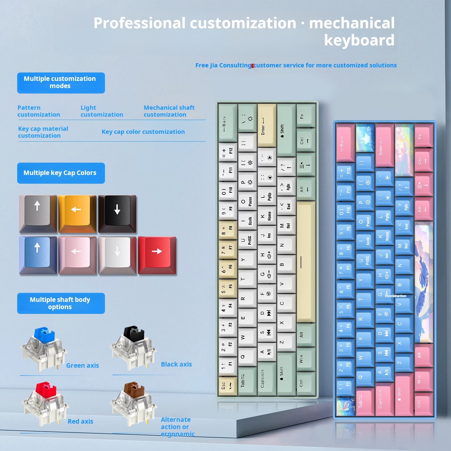 X823 Hot Sale High Quality Gaming Keyboard Compact 60% Layout Rgb Led Backlit 61 Keys Mechanical Keyboard For Professional Gam