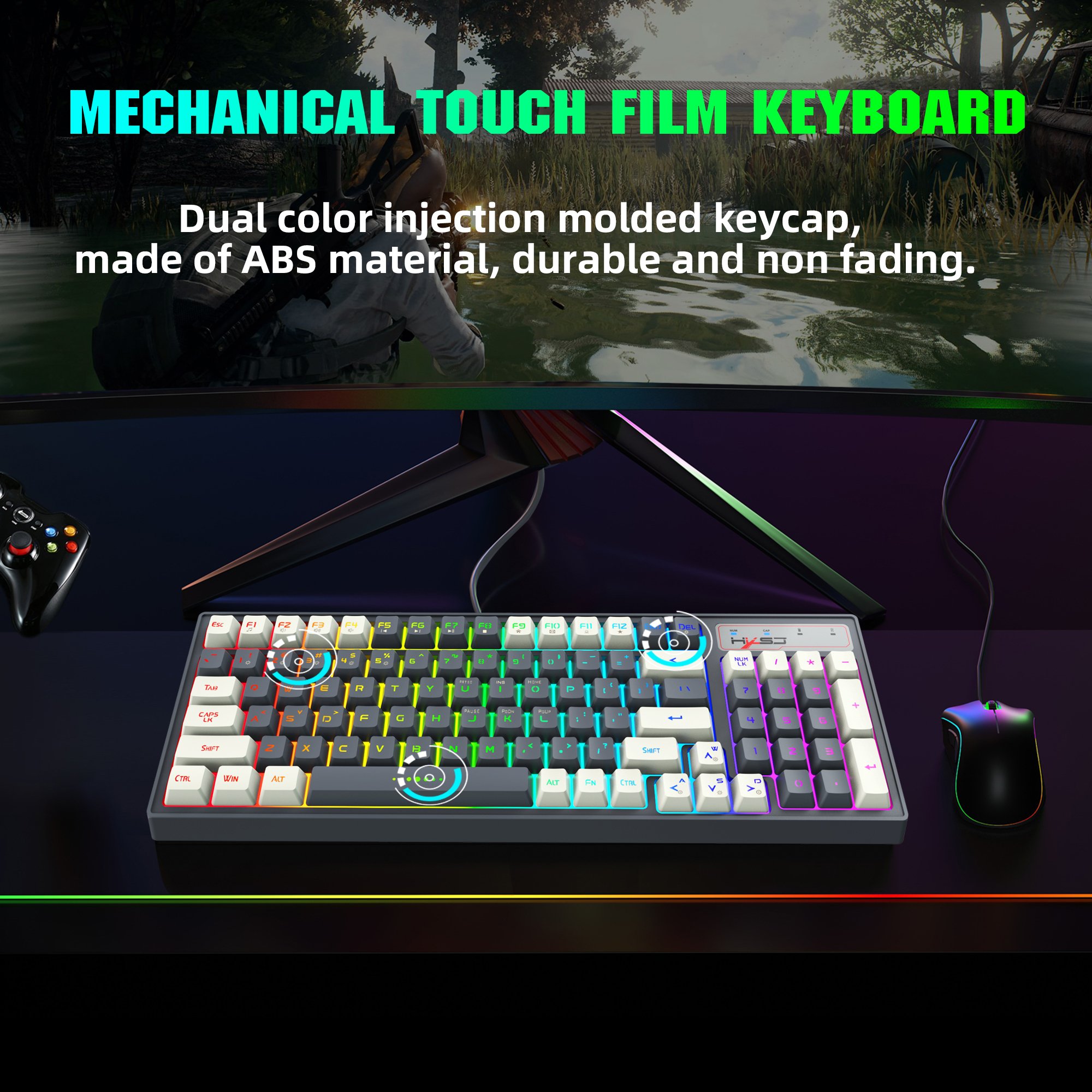 Hot product HXSJ L900 96-key 2.4G wireless E-sports RGB glow lighting backlit mechanical feel gaming keyboard for laptop game