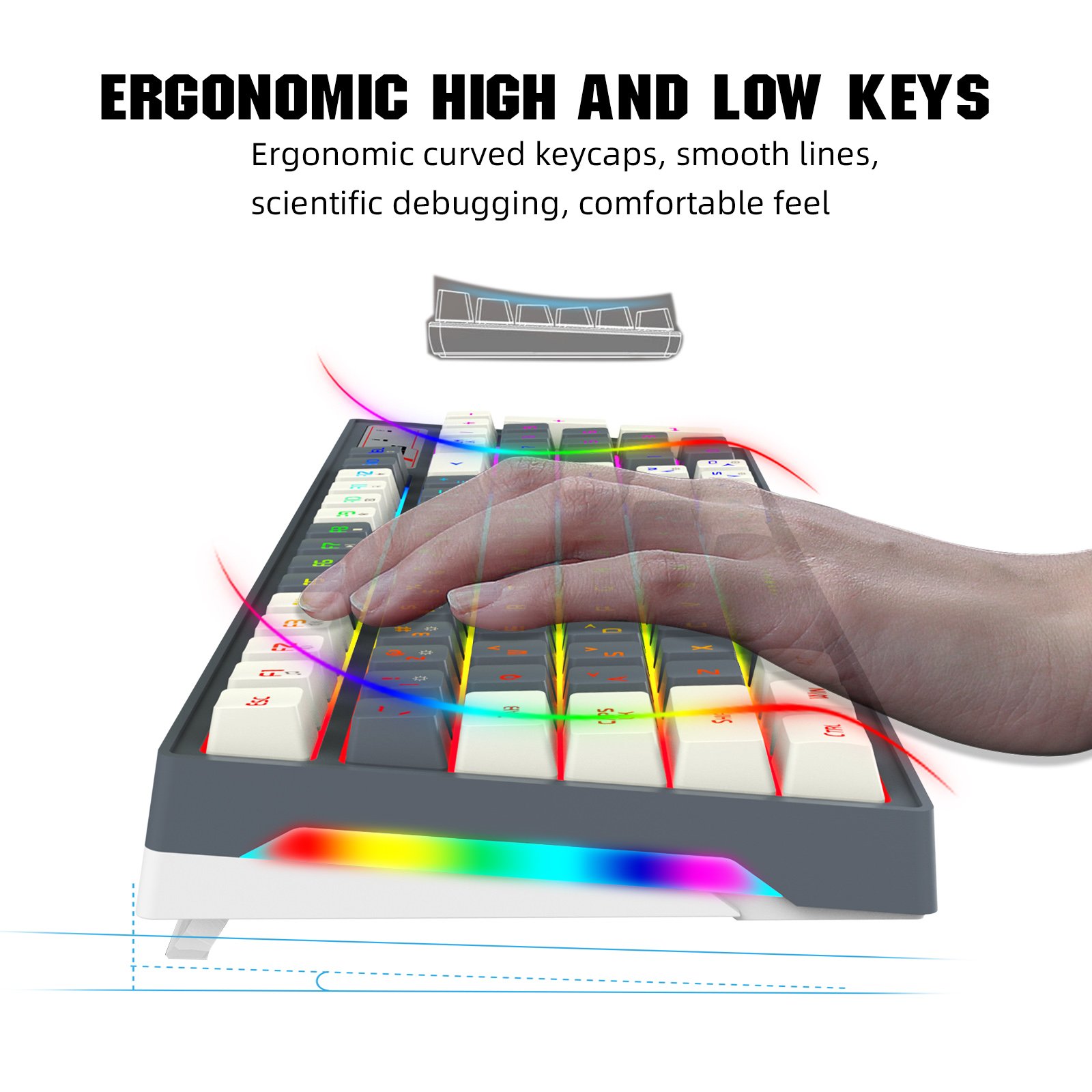 Hot product HXSJ L900 96-key 2.4G wireless E-sports RGB glow lighting backlit mechanical feel gaming keyboard for laptop game