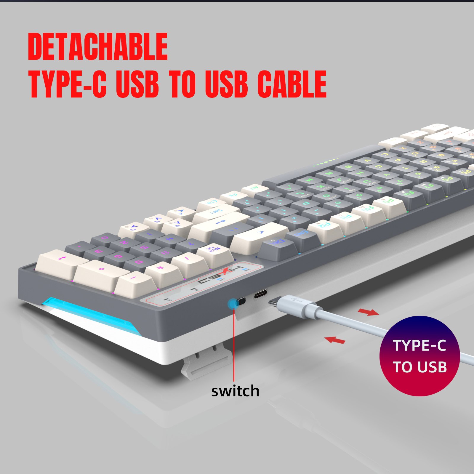 Hot product HXSJ L900 96-key 2.4G wireless E-sports RGB glow lighting backlit mechanical feel gaming keyboard for laptop game